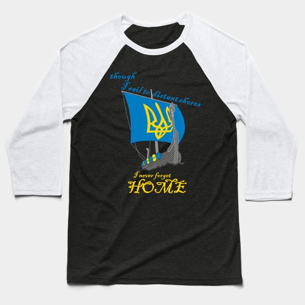 Ukrainian Viking Longboat Baseball T-Shirt by KVApparelLLC